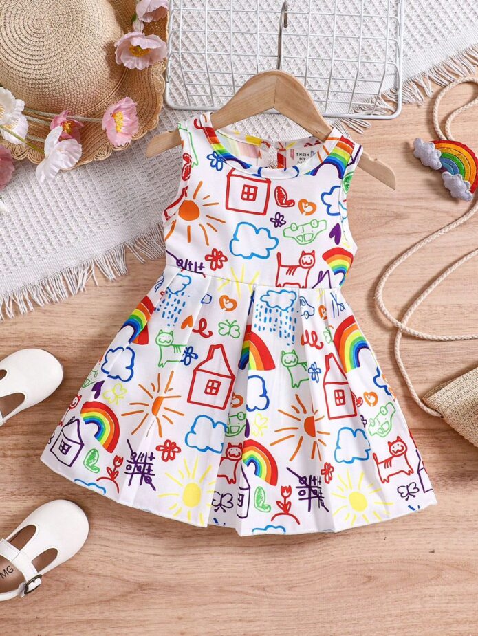 Vestido plisado arcoíris