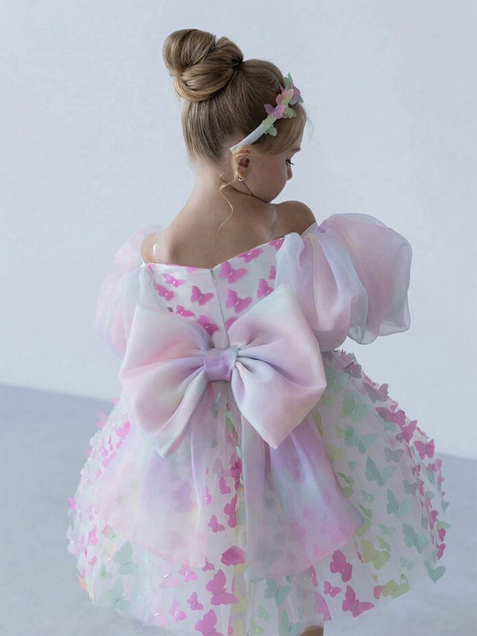 Vestido abullonado mariposas