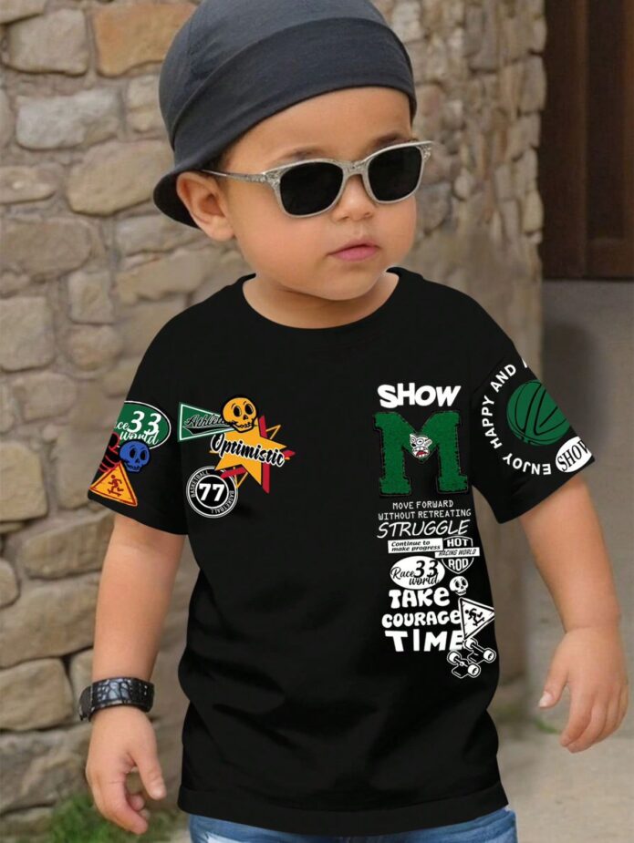 Playera manga corta estampada