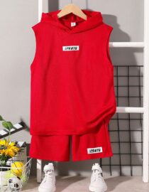 Conjunto chaleco capucha rojo