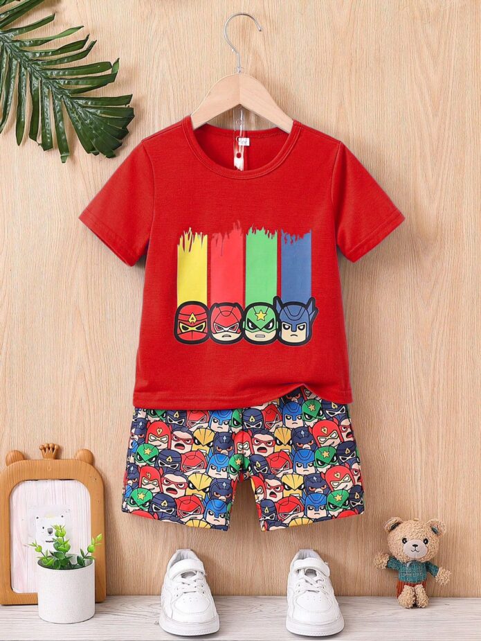 Conjunto súper héroes rojo