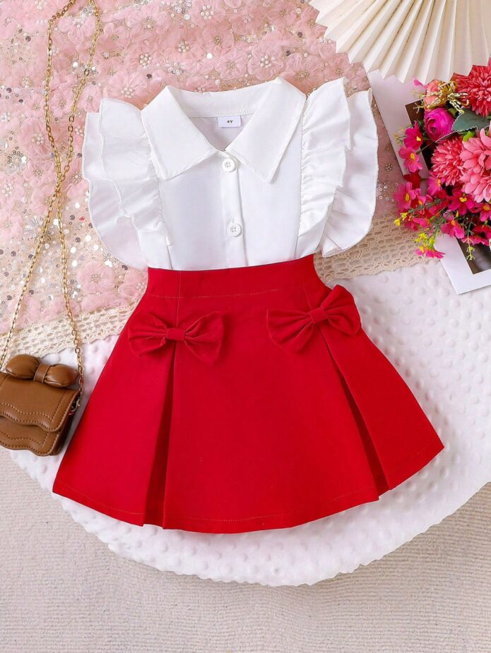 Set 2 piezas blusa / falda roja