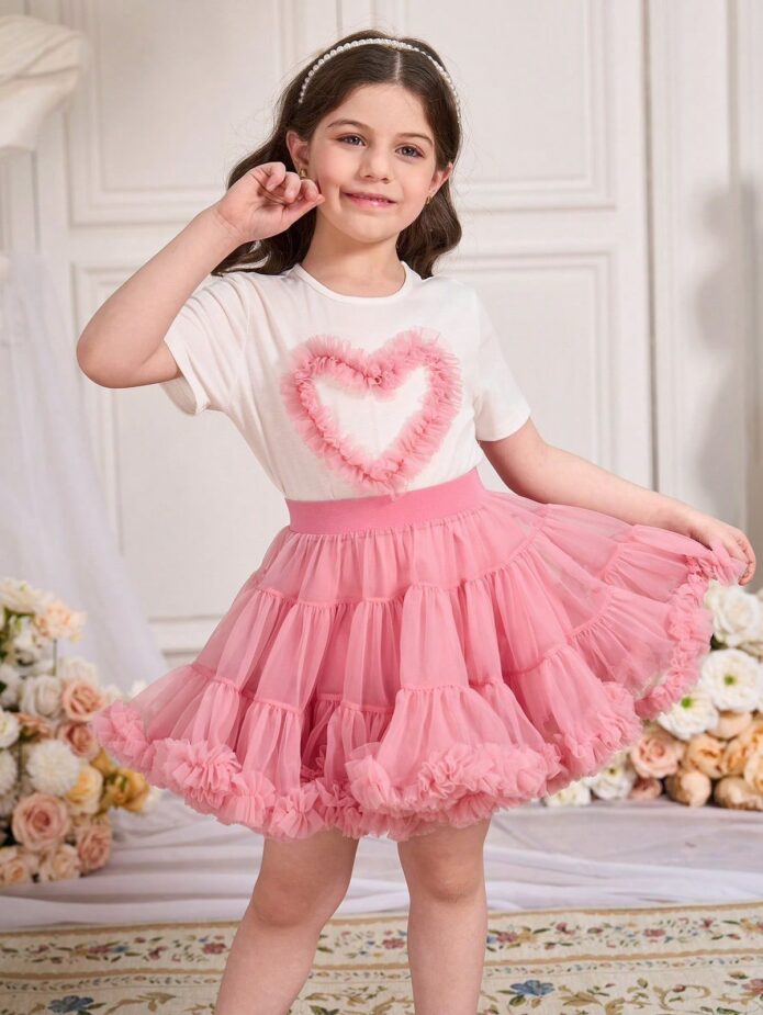 Conjunto tutu corazón rosa