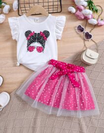 Conjunto  Rosa lunares chica