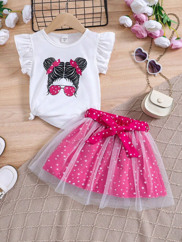 Conjunto  Rosa lunares chica