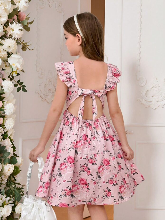 Vestido rosa casual  con escote en espalda