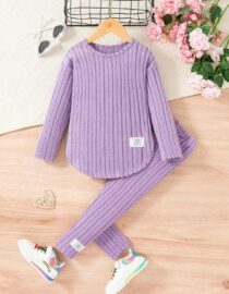 Conjunto acanalado manga larga lila