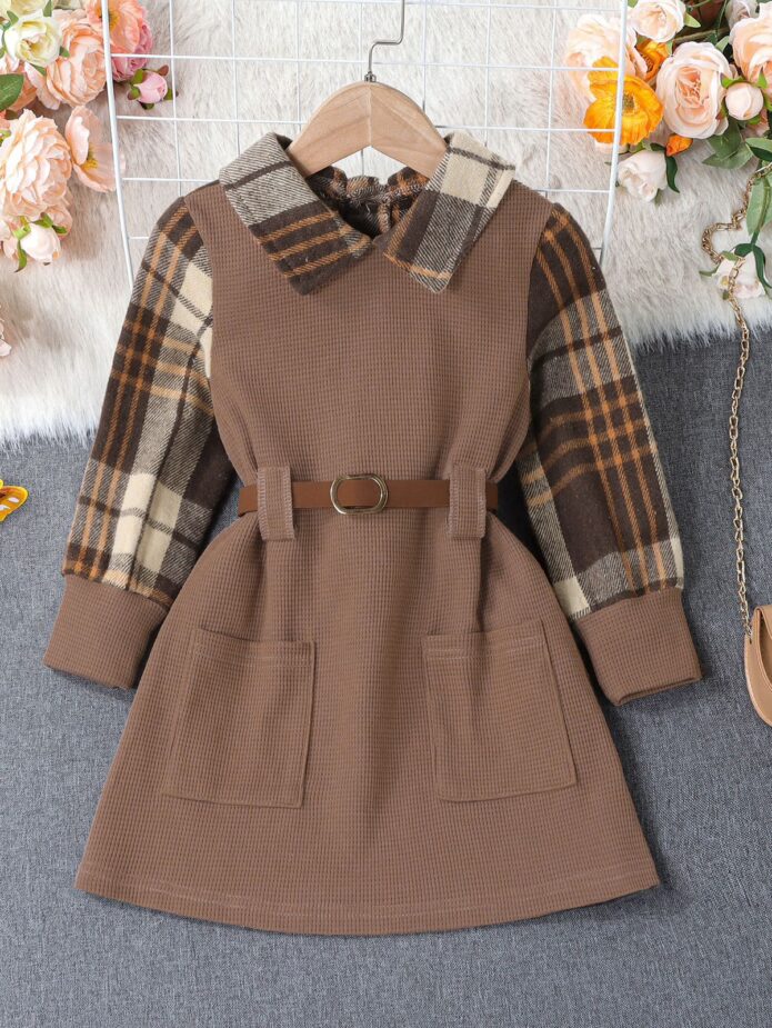 Vestido  escocés café