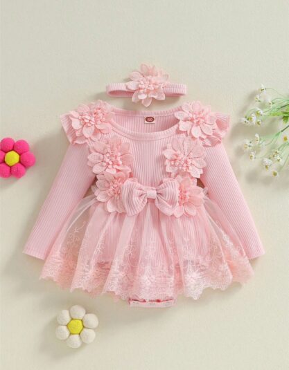 Enterizo Flores y moño